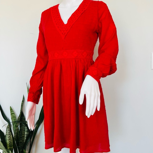 Junior long sleeve red mini dress xs - Picture 7 of 10